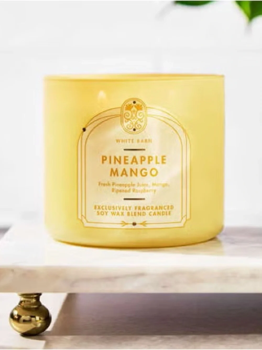 White Barn Pineapple Mango Candle - Bright Yellow Glass